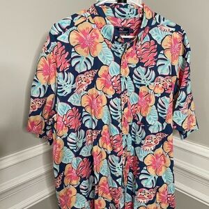 Vineyard Vines Men's Floral Button Down Shirt - Blue and Pink
